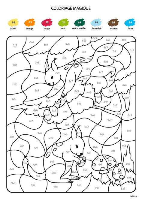 Coloriage magique, révision des tables de multiplication - tidou.fr Multiplication Table, Spring Coloring Pages, Educational Activities For Kids, Cycle 3, Color By Numbers, Basic Math, Educational Activities, Paint By Number, Coloring Pages For Kids