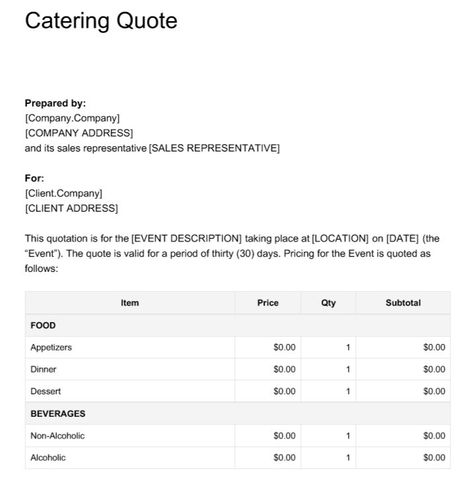 9 Free Sample Catering Quotation Templates - Printable Samples Catering Quotation Sample, Catering Template Free Printable, Catering Quotes, Quotation Sample, Quotation Template, Quotation Format, Estimate Template, Charger Hellcat, Food Png