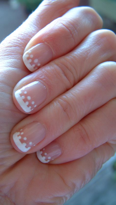 Dotted French manicure Dotted Nails, Nails French Manicure, White Tip Nails, Wedding Nails French, Polka Dot Nails, Dots Nails, Nails French, Hot Nails, Bridal Nails