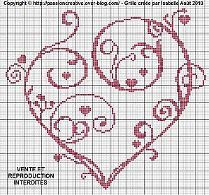 Coeur Arabesque (Arabesque Heart), designed by Passion Creative Blogger Isa. Stitch Stuff, Embroidery Hearts, Hearts And Flowers, Cross Stitch Love, Cross Stitch Bird, Cross Stitch Heart, Needlework Patterns, Diy Cross Stitch, Crochet Cross