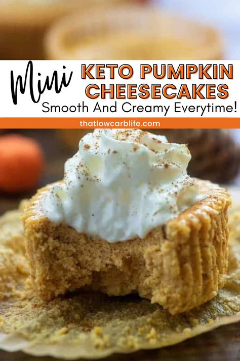 No Bake Keto Pumpkin Cheesecake, Pumpkin Cheesecake Mini, Pumpkin Cheesecake Cupcakes, Keto Pumpkin Cheesecake, Cheesecake Cream, Pumpkin Cheesecakes, Low Carb Dinner Chicken, Pumpkin Cream Pie, Pumpkin Cream Cheese Pie