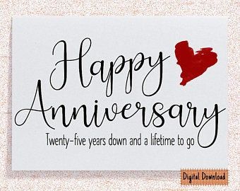 Printable 25th anniversary cards | Etsy Two Year Anniversary Cards, 16th Anniversary Gifts, 20th Anniversary Cards, 41st Anniversary, 42nd Anniversary, 19th Anniversary Gifts, Anniversary Card For Husband, 50th Anniversary Cards, 23rd Anniversary