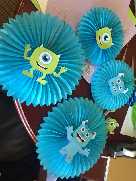 Monsters Inc Party Decor, Birthday Party Monsters Inc, Monster Inc Party Ideas Decoration, Monsters Inc First Birthday Boy, Monsters Inc Birthday Backdrop, Boo Monsters Inc Party Ideas, Monster Inc Party Ideas, Monster Inc Baby Shower Ideas, Boho Crafts Diy Decor