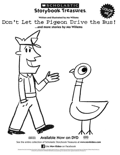 Don't Let the Pigeon Drive the Bus! printable coloring sheet | Art ... Pigeon Craft, Mo Willems Pigeon, Pigeon Drive The Bus, Don't Let The Pigeon, Pigeon Books, Childrens Books Activities, Literature Activities, The Pigeon, Mo Willems