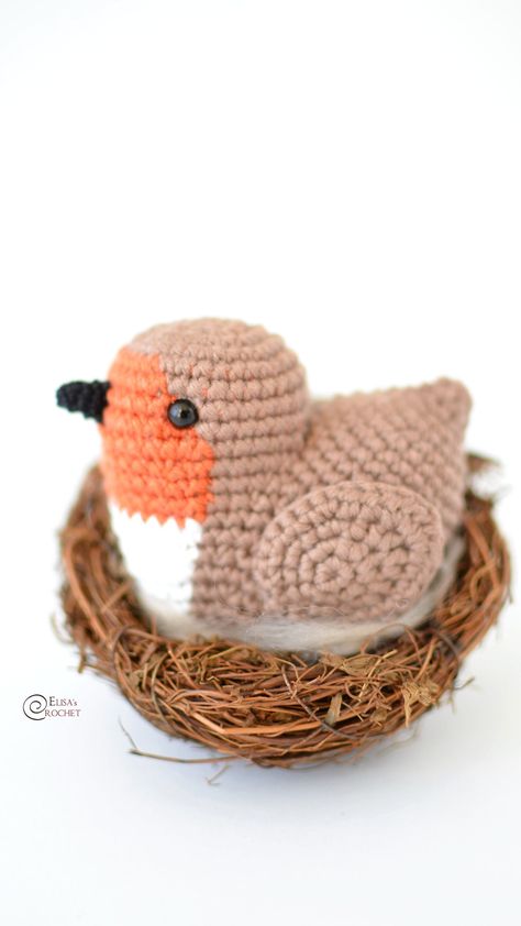 Tiny Bird Amigurumi Free Pattern, Crochet Small Bird Free Pattern, Christmas Ornaments To Crochet, Crochet Robin Pattern Free, Crochet Bird Patterns Free Amigurumi, Crochet Bluebird, Crochet Birds Free Pattern, Bird Amigurumi Free Pattern, Crocheted Birds