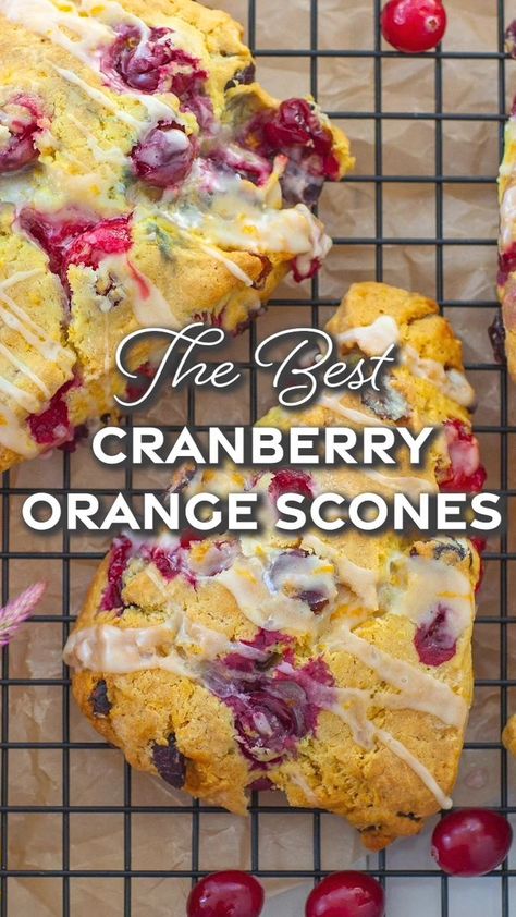 Perfect for fall! Buttery cranberry orange scones with orange glaze! https://tatyanaseverydayfood.com/cranberry-orange-scones/ | Tatyana's Everyday Food | Bequem · Jazz Lounge Sour Cream Scones, Cranberry Orange Scones, Cranberry Scones, Orange Scones, Orange Glaze, Blueberry Scones, Buzzfeed Food, Cranberry Orange, Air Fryer Recipes Healthy