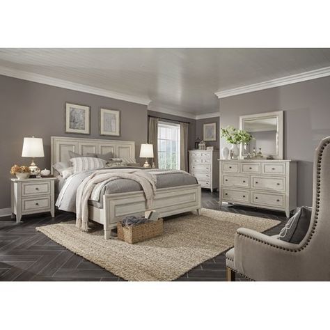 Rosecliff Heights Stoughton Panel Configurable Bedroom Set | Wayfair California King Bedroom Sets, King Size Bedroom Sets, Gray Walls, King Bedroom Sets, Coastal Bedrooms, Bedroom Sets Queen, Weathered White, Bedroom Panel, Queen Bedroom