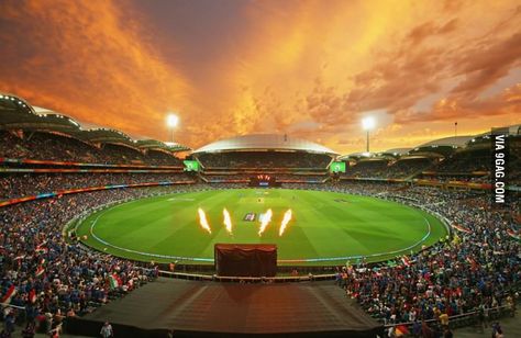 Stunning sunset in Adelaide at the Cricket World Cup Stadium Wallpaper, Night Wallpaper, World Cup Match, India Win, Cricket Wallpapers, Icc Cricket, 17 December, Sports Marketing, Full Hd Wallpaper