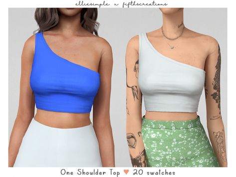 Sims 4 Cc One Shoulder Top, Sims 4 One Shoulder Top, Elliesimple The Sims 4, Sims 4 Off The Shoulder Top, The Sims 4 Cc Tops, Sims 4 Summer Clothes, Sims 4 Summer Cc, Sims 4 Cc Summer Clothes, Mods Sims 4