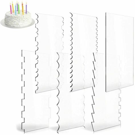 Material: Acrylic Quantity: 6Pcs/set Size: 24 x 10 x 0.2 cm/ 9.4 x 4 x 0.08 inches Package Included: 6* Acrylic Cake Scraper Color: Transparent Suitable size: These cake scrapers measures approx. 24 x 10 x 0.2 cm/ 9.4 x 4 x 0.08 inches, very suitable for homemade cake decoration. Practical to use: These cake smoother tools come with smooth edge and stripes edge, lightweight and easy to hold and scrape cream to make beautiful cake edges. 6 Pieces in 11 patterns can meet your different demands. Cake Smoother, Cake Scraper, Smooth Cake, Homemade Cake, Beautiful Cake, Baking Accessories, Cake Decorating Tools, Decorating Tools, Homemade Cakes