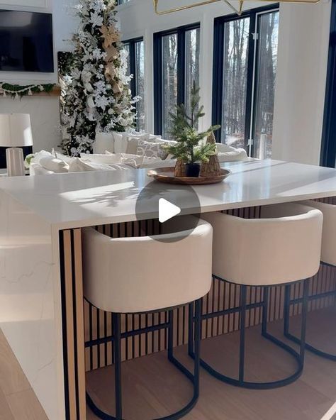 Monika Saran on Instagram: "Two kitchen islands are better than one!

I wanted my open concept great room and kitchen to be cohesive, so instead of adding a table to the dining nook, I added a waterfall island. It’s great for entertaining and our family’s daily meals. 

How do you feel about two islands?

If you need links to anything in this space, let me know in the comments!

#homedecor #neutralhome #neutralhomedecor #homedecorideas #whitekitchen #kitchendesign #kitchenrenovation #kitchensofinstagram #newkitchen" Two Kitchen Islands, Open Concept Great Room, Waterfall Island, Dining Nook, Kitchen Islands, Great Room, Daily Meals, Do You Feel, Open Concept