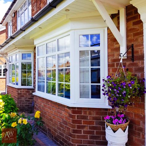 Front Bay Window Ideas Exterior, External Bay Window Ideas, Cottage Bay Window Exterior, Boxed Bay Window Exterior, Red Brick House Exterior Bay Window, Houses With Bay Windows Uk, 1930s House Exterior, Victorian Windows, 1930s House