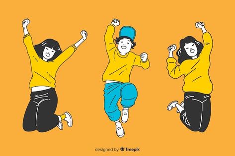 Korean Drawing Style, Korean Drawing, Kids Play Centre, Drawing S, Jumping Poses, Illustration Example, Graphic Design Portfolio Inspiration, Girl Film, Sport Illustration