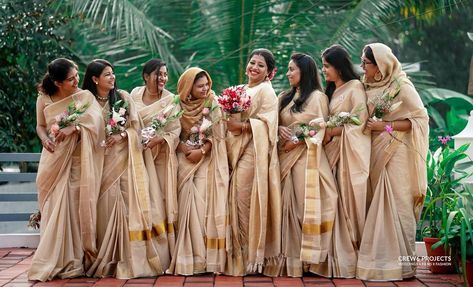 Kerala Bridesmaid on Instagram: “Bride @amalamariageorge04 Bridesmaids @riya_varghese6 @aann__maria @regina_j_b @remymaryjoselet @neenettt @avnifrancis MUA…” South Indian Bridesmaids Outfits, Indian Bridesmaids Saree, Kerala Bridesmaid, Bridesmaid Saree Indian, South Indian Bridesmaids, Sarees South Indian, Bridesmaids Indian, Indian Bridesmaids Outfits, Wedding South Indian