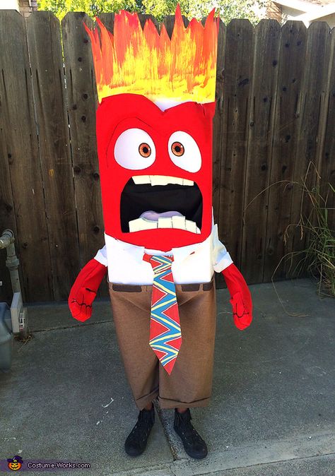 Inside Out Anger DIY Costume Anger Inside Out Costume, Anger Character, Character Day Ideas, Inside Out Anger, 2 Halloween Costumes, Inside Out Movie, Inside Out Costume, 2015 Halloween Costumes, Pixar Inside Out