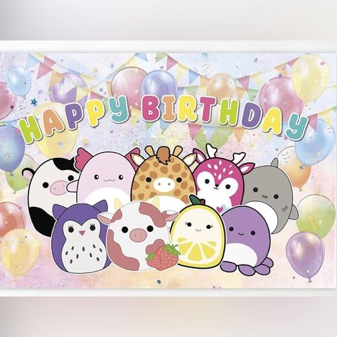 Who Doesn’t Love Squishmallows? Add This Awesome Backdrop To Your Birthday Decorations! Size 5ft X 3ft, Brand New In Package Photography Banner, Kids Birthday Party Decorations, Vinyl Background, Girls Party Decorations, Kids Birthday Party Decoration, Background Frame, Baby Shower Supplies, Kids Party Themes, Party Package