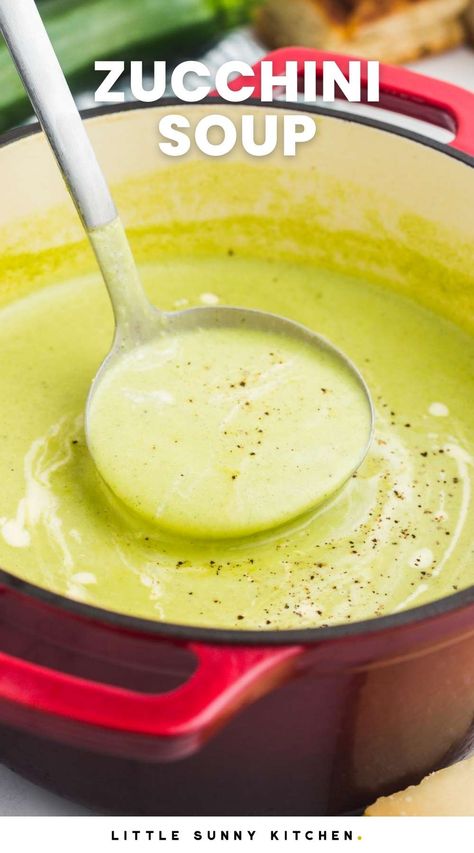 Extra Zucchini, Creamy Zucchini Soup, Recipe For Zucchini, Zucchini Soup Recipes, Creamy Zucchini, Little Sunny Kitchen, Sunny Kitchen, Zucchini Soup, Celery Soup