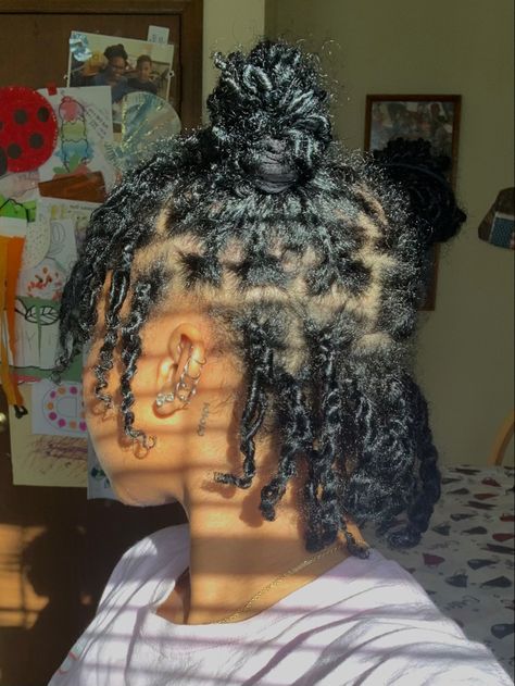 Starter Locs Curly Hair, Ways To Style Short Starter Locs, Easy Starter Locs Styles, Different Types Of Starter Locs Black Women, Starter Locs Mixed Hair, Cute Styles For Starter Locs, Simple Starter Loc Styles, Ways To Style Starter Locs, Styling Short Starter Locs