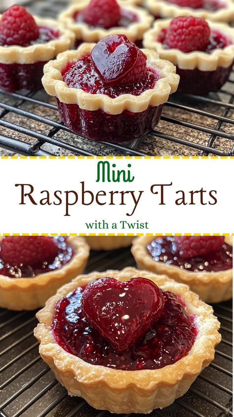 Easy Dessert Recipes: Mini Raspberry Tarts with a Twist Raspberry Tartlets Recipe, Berry Tarts Mini, Vegan Raspberry Tart, Raspberry Tarts Recipe Easy, Mini Tarts Dessert, Tart Filling Recipes, Dessert Tarts Mini, Fresh Raspberry Recipes, Raspberry Tart Recipe