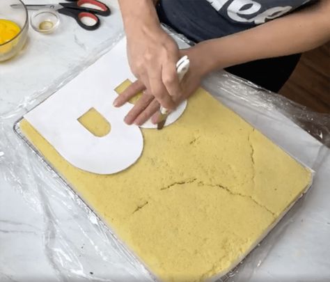 Joconde Cake Recipe (Alphabet Cake) | Sugar Geek Show How To Make A Letter Cake, Letter Cake Recipe, Jaconde Cakes, Joconde Cake, Letter Cakes, Sugar Geek, Alphabet Cake, Cookie Cake Designs, Cake Lettering