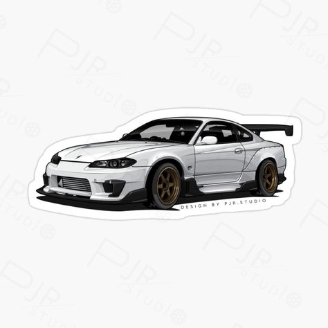 poster Silvia S15 | Sticker DESIGN BY @pjrstudio High quality car illustration for car lover search on instagram "pjr.studio" #silvia #nissangtr #nissan #cars #carillustration #illustration Pixel Car, Nissan S15, Nissan Silvia S15, Sticker Illustration, Silvia S15, Car Racer, Gtr R35, Nissan Cars, Nissan Silvia