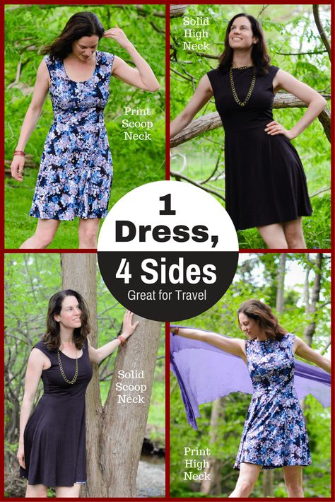 Reversible Dress Pattern, Multiwear Clothing, Convertable Clothes, Witchy Closet, Pack Light For Travel, Multiway Clothing, Traveling Clothes, Travel Tricks, Reversible Clothing