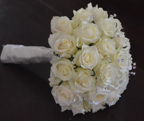 Cream white rose bouquet White Rose Bouquet, Wedding Decors, White Wedding Bouquets, Rose Bouquet, White Rose, White Roses, Cream White, White Wedding, Bouquets