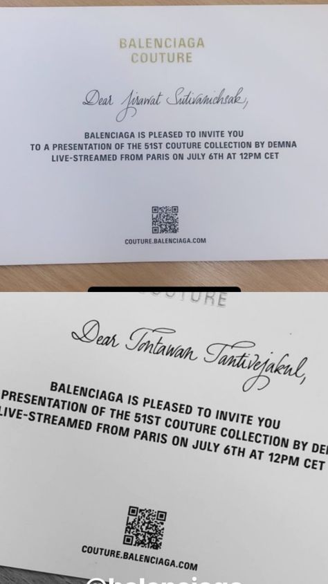 Balenciaga Invitation, Balenciaga Graphic Design, Balenciaga Earrings Silver, Balenciaga Envelope Clutch, Balenciaga One Seam Coat, Couture Collection, Invitation Cards, Balenciaga, Presentation