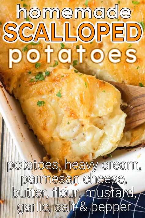 SCALLOPED POTATOES Scalloped Potatoes With Heavy Cream, Potatoes With Heavy Cream, Best Scalloped Potatoes Recipe, Homemade Scalloped Potatoes, Best Scalloped Potatoes, Scalloped Potatoes Recipe, Scallop Dishes, Sides Dishes, Scalloped Potato Recipes