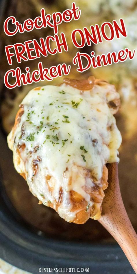 Crockpot French Onion Chicken, Chicken Breast Crockpot Recipes, Crockpot Chicken Breast, Chicken Crockpot Recipes Easy, French Onion Chicken, Onion Chicken, Crockpot Dishes, Chicken Slow Cooker Recipes, Recipes Quick