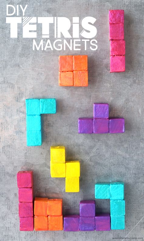 DIY Tetris Magnets | artsy-fartsy mama Magnet Crafts Diy, Diy Teen Crafts, Teen Diy Crafts, Diy Gamer Gifts, Magnet Crafts For Kids, Diy Gifts For Gamers, Craft Market Ideas, Teen Crafts Diy, Tetris Magnets