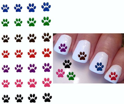 Paw Print Nails, Dog Nail Art, Cute Easy Nail Designs, Paw Print Decal, Nail Decals Diy, Animal Nail Art, Cute Simple Nails, Nail Trend, Cute Spring Nails