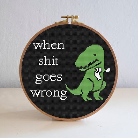 Cross Stitch Pattern Easy, Funny Cross Stitch, Easy Cross Stitch, Easy Cross Stitch Patterns, Funny Cross Stitch Patterns, Easy Cross, Dinosaur Funny, Cross Stitch Funny, Tablet Computer