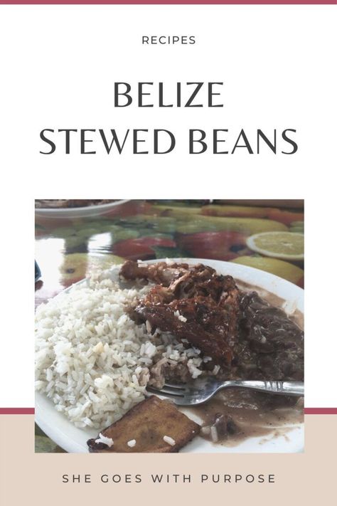 Belize Stewed Beans Recipe from She Goes With Purpose | Craving the tastes of Central America? Try this Belize stewed beans recipe that I've been making ever since I visited this beautiful country years ago! These beans are so delicious and versatile, you'll want to make them all the time. | Belizean recipes, Belizean food, Recipes from Belize, Stew Beans, beans and rice, black beans, red beans Belizean Recipes, Stewed Beans, Belizean Food, Red Beans Recipe, Kinds Of Beans, Black Bean Recipes, Plantains Fried, Veggie Bowl, Beans Recipe