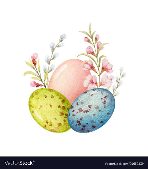 Easter Eggs Clipart, Watercolor Easter Eggs, Easter Clip Art, Easter Vector, Easter Drawings, Easter Paintings, Easter Cards Handmade, Vintage Banner, Easter Illustration