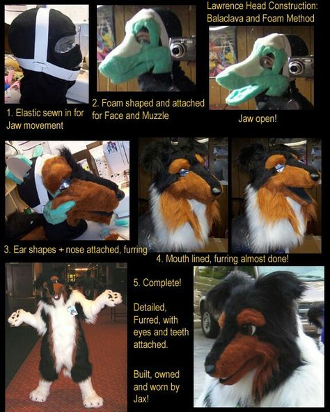 Moving Jaw Fursuit, Moving Jaw Mask Tutorial, Moving Jaw Mask, Jaw Mask, Fursuit Tips, Fursuit Making, Head Construction, Dragon Cosplay, Puppet Costume