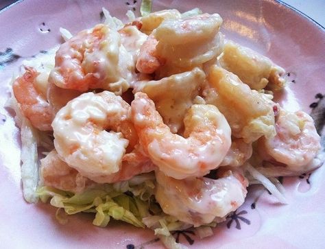 Honey Pecan Shrimp | Cooking with a Wallflower Chinese Shrimp Recipes, Shrimp Cooking, Crunchy Shrimp, Recipes Fish, Walnut Shrimp, Honey Walnut, Honey Walnut Shrimp, Iceberg Lettuce, Honey Lemon