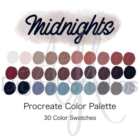 Midnights Album Color Palette, Midnight Taylor Swift Color Palette, Midnights Taylor Swift Colors, Eras Color Palette Taylor Swift, Midnights Taylor Swift Colour Palette, Midnights Color Pallete Taylor Swift, Eras Tour Colors In Order, Taylor Swift Eras Tour Color Palette, Red Taylor Swift Color Palette