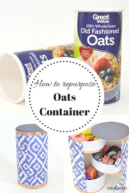 Vikalpah: How to repurpose oats container Oatmeal Container Crafts, Cereal Box Crafts, Cereal Boxes Diy, Oatmeal Canister, Oats Cereal, Cereal Box Craft, Diy Oatmeal, Oatmeal Container, Diy Recycled Projects