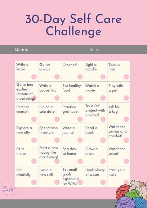 Grab this 30-Day Self Care Crochet Challenge while reflecting back on 2021! Crochet Challenge 30 Day, Crochet Challenge, Challenge 30 Day, Self Care Printable, Self Care Challenge, Crocheted Toys, Toys Crochet, Better Person, Crochet Things