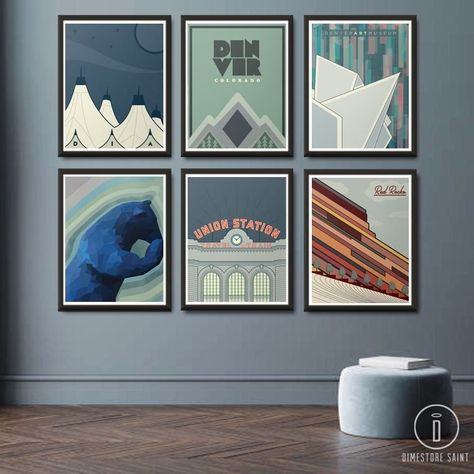 Colorado Decor, Office Refresh, Colorado Design, Denver Skyline, Series Posters, Denver Airport, Colorado Map, 16x20 Poster, Travel Wall Decor