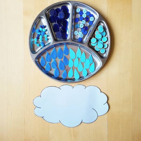 Making a rain cloud from loose parts 🌧 | montessori, Reggio, fine motor skills | preschool activities Eyfs Weather Station, Spring Loose Parts Preschool, Fine Motor Skills Preschool, Rain Cycle, Motor Skills Preschool, Forest Morning, Preschool Fine Motor Skills, Preschool Weather, Weather Crafts