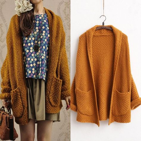 1ef91c212e30e14bf125e9374262401fdesc52821804ri Bohemian Winter Outfits, Poncho Women, Bohemian Winter, Orange Cardigan, Long Knit Cardigan, Brown Cardigan, Plus Size Cardigans, Winter Cardigan, Women Sweaters