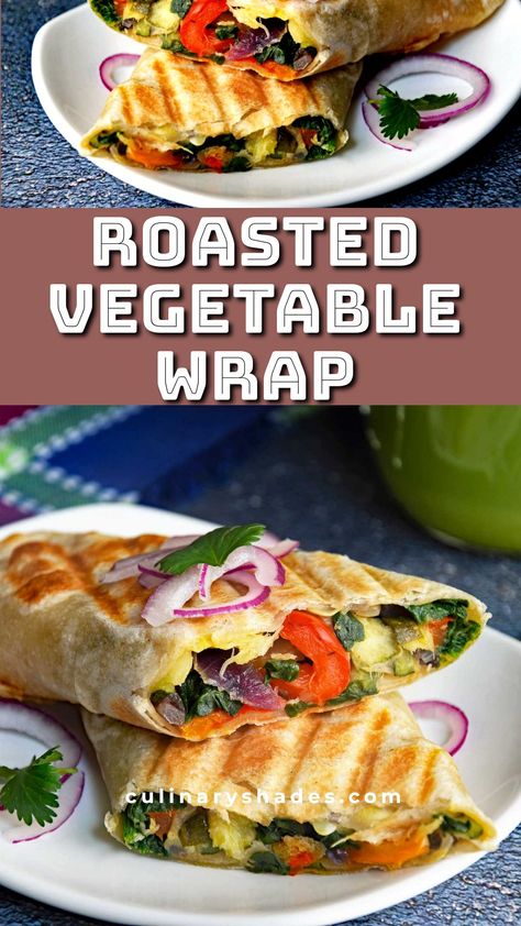 Grilled Veggie Wraps - Culinary Shades Roasted Veggie Wrap Recipe, Grilled Veggie Wrap, Veggie Wrap, I Lost 100 Pounds, Vegan Wraps, Veggie Wraps, Roasted Vegetable, Lost 100 Pounds, Mediterranean Diet Recipes