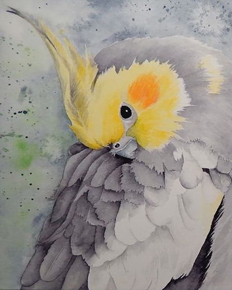 Bird Cockatoo Peekaboo Watercolor Giclee Art by BmeowHealingArt Japanese Ink Painting, Wildlife Painting, Parrots Art, Bird Watercolor Paintings, Original Watercolor Art, Wildlife Paintings, Australian Birds, Feather Art, Funny Birds