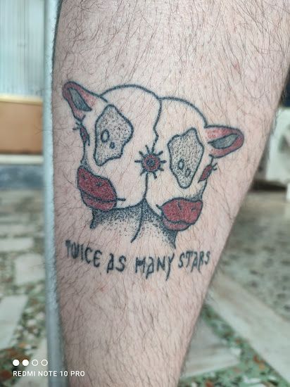 Twice As Many Stars, Laura Gilpin, Two Headed Calf, Hand Poked Tattoo, Two Heads, Calf Tattoo, Simplistic Tattoos, Body Mods, Color Tattoo