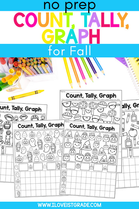 Are you looking for a fall math activity that has your students practicing their one-to-one counting, tally marks, and graphing skills? This pack has 15 fall themed count, tally, and graph activities where students practice 1 to 1 counting, writing tally marks, and recording quantities in a graph. The fall-themed images will keep students engaged! Graphing Activities For Kindergarten, Tally Mark Activities, Graph Activities, Fall Math Activities, Student Centered Classroom, Tally Chart, Class Crafts, Fall Math, Tally Marks