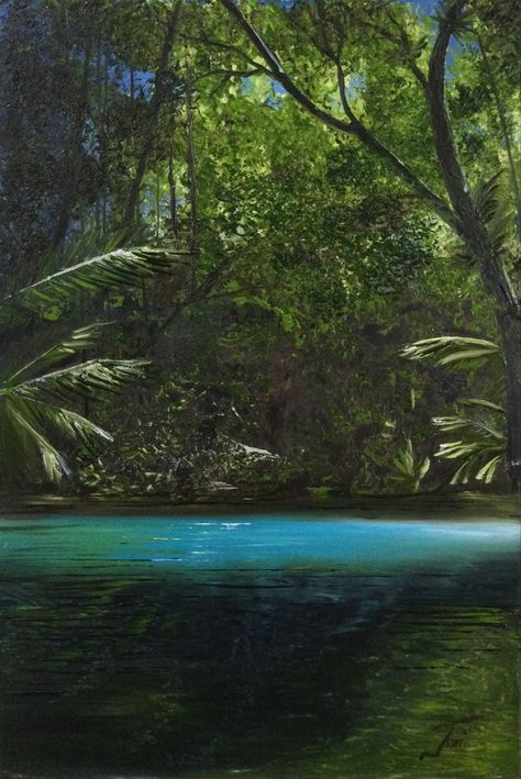 Rainforest Drawing, Australian Jungle, Rainforest Painting, Creek Swimming, Liminal Aesthetic, Australian Rainforest, Green Bg, Jungle Rainforest, Lush Rainforest