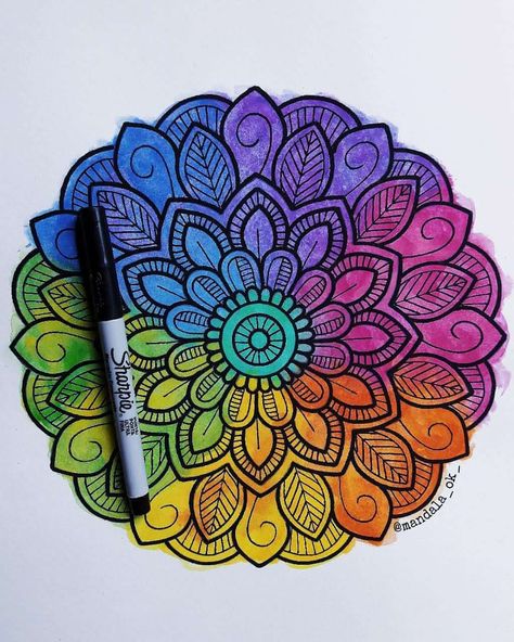 Color Wheel Art, Doddle Art, Mandala Zentangle, Mandala Doodle, Easy Mandala Drawing, Real Unicorn, 3d Art Drawing, Art Painting Tools, Doodle Art Drawing