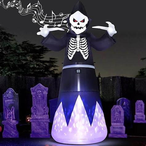 8FT Halloween Inflatables Grim Reaper with Sounder Outdoor Decorations Solar Christmas Tree, Singing Christmas Tree, Christmas Pathway Lights, Halloween Blow Ups, Christmas Village Accessories, Yard Party, Halloween Inflatables, Yard Decorations, Led Christmas Lights